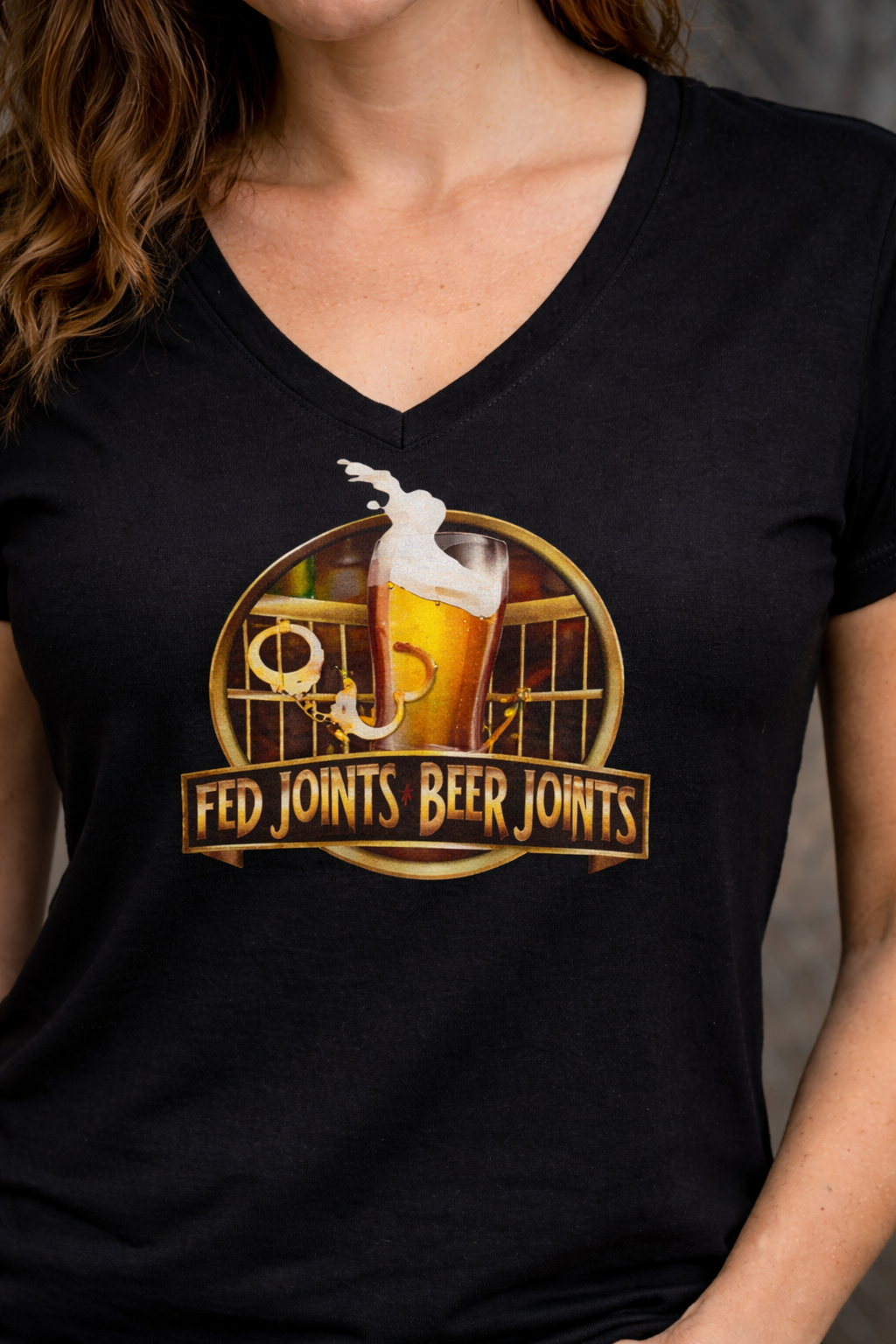 Fed Joints Gothic Ladies' V-Neck T-Shirt