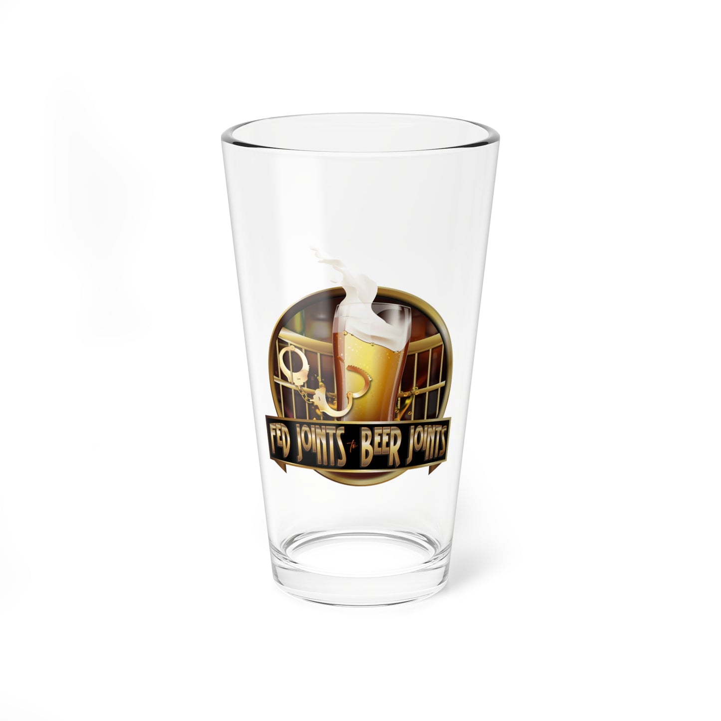 Fed Joints to Beer Joints Pint Glass, 16oz