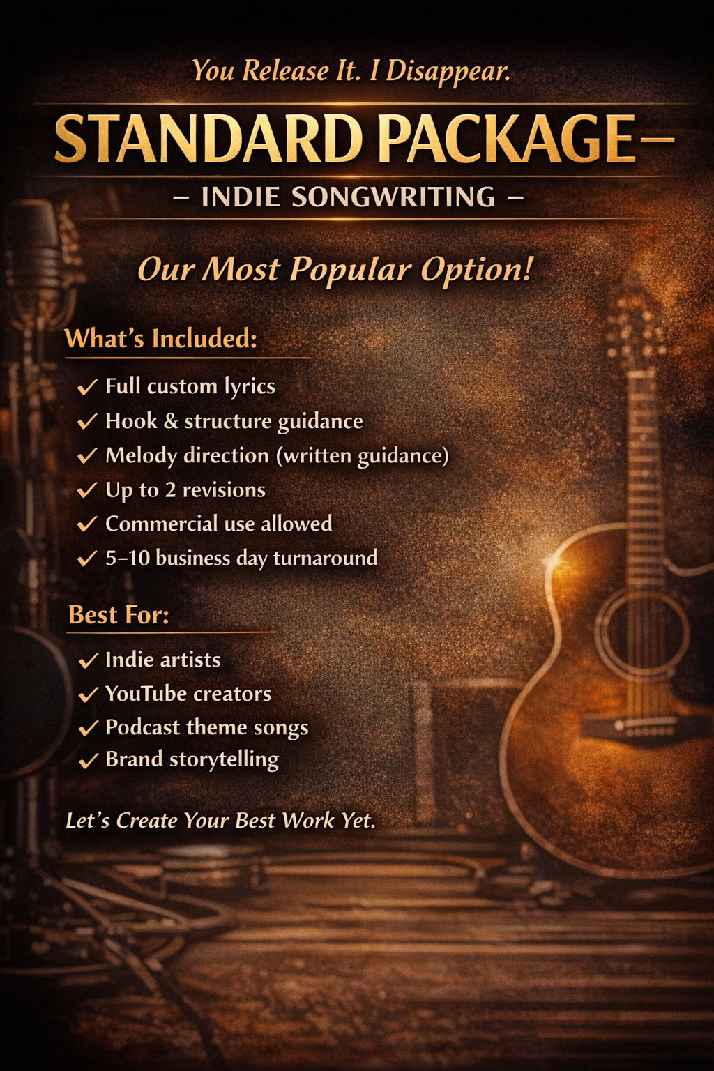 Songwriting Services - Standard Creative Package